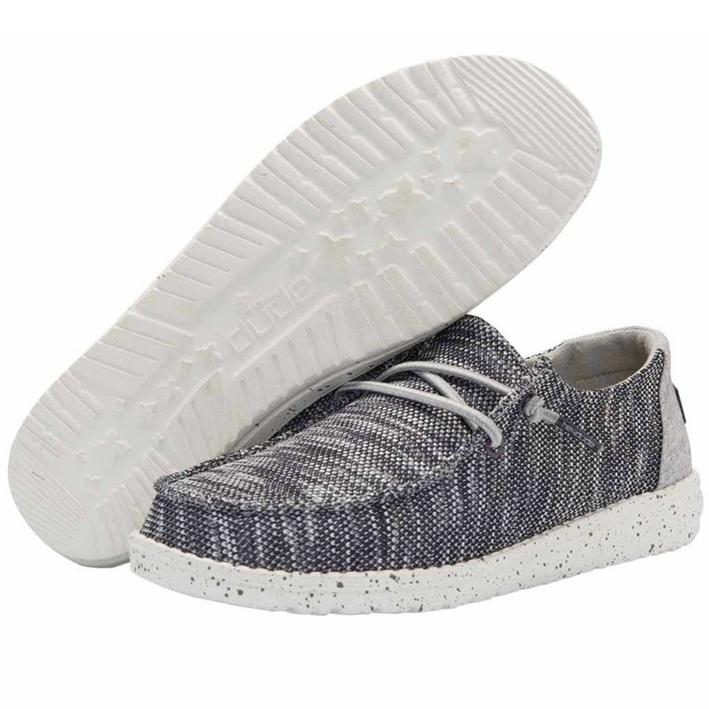 Hey Dude Wendy Sox Dark Grey Size 7 Gray and White Sneakers NIB New